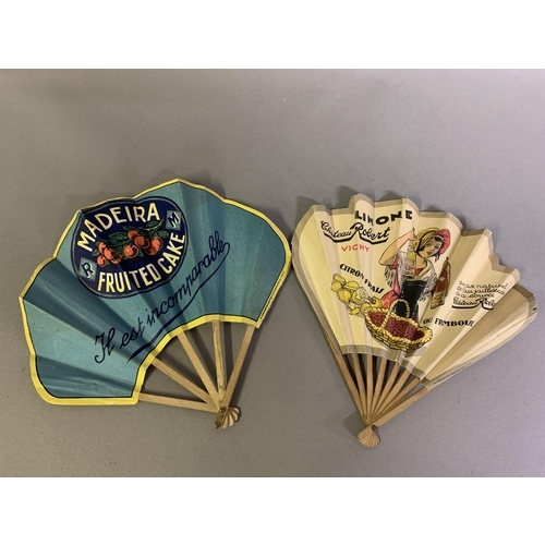 78 - Drinks and food advertising fans: A fan printed with tandem riders advertising “Pernod Fils”, in fon... 