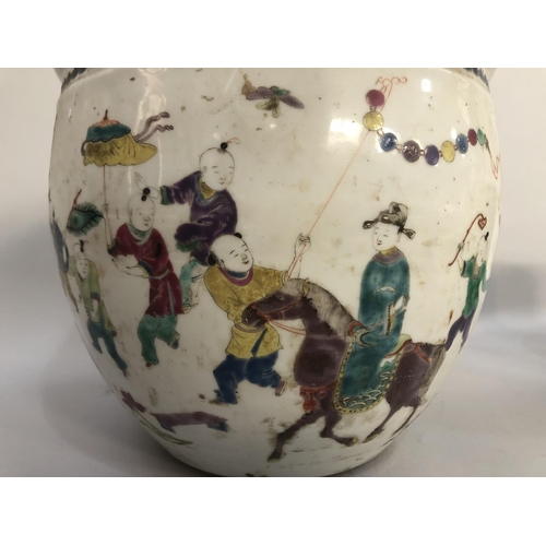 244 - Late 19th / early 20th century Chinese jardiniere painted with a continuous procession of figures of... 