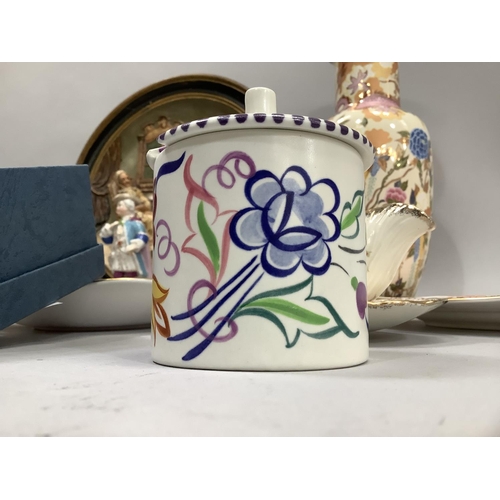 173 - Noritake two handled bowl on four feet enamelled and gilt with peonies on a gilt ground, four Foley ... 