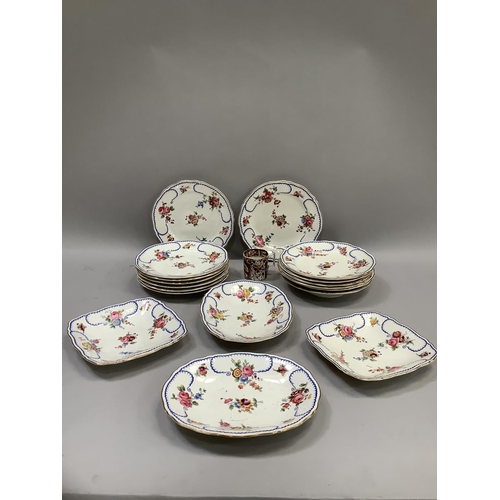 257 - A 19th century Coalport dessert service  comprising two square dishes, two oval dishes, fourteen pla... 