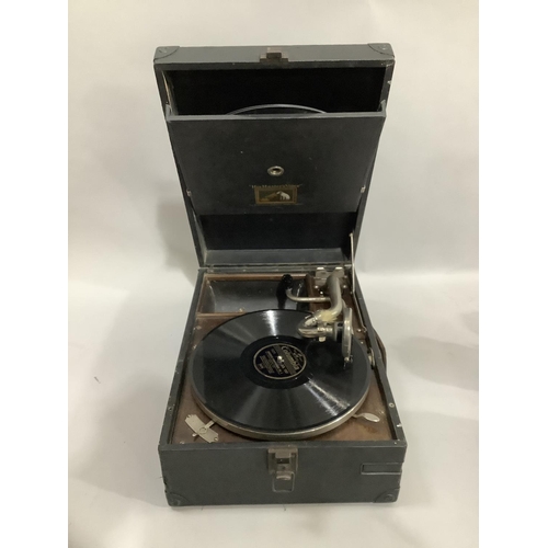 262 - The Gramophone Company vintage portable record player in  black case