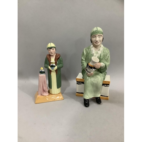 33 - Manor Ltd figure of Clarice Cliffe  53 of 1500, a Pottery Ladies Clarice Cliffe figure no 586 of 100... 