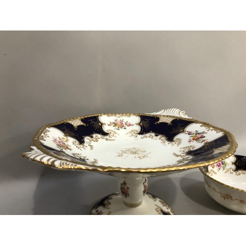 4 - Coalport 'Batwing' pattern china comprising comport on foot, three saucers, slop bowl and cake plate... 