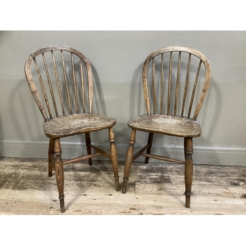 119 - A pair of beech and elm spindle back kitchen chairs