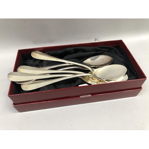 350 - Six silver plated fruit spoons with Continental marks