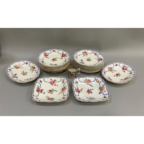 257 - A 19th century Coalport dessert service  comprising two square dishes, two oval dishes, fourteen pla... 