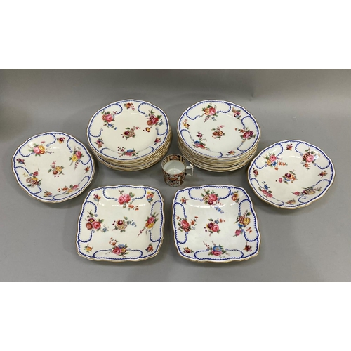 257 - A 19th century Coalport dessert service  comprising two square dishes, two oval dishes, fourteen pla... 