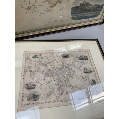 297 - A map of the County of Leicester by C and I Greenwood, 1825, double page with vignette of Belvoir Ca... 