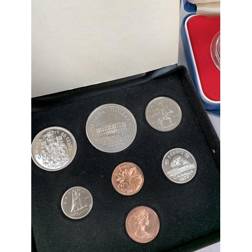 380 - U.K Silver Proof Crown 1977, Canada 1973 uncirculated set in case of issue, plus Ripon Cathedral sil... 