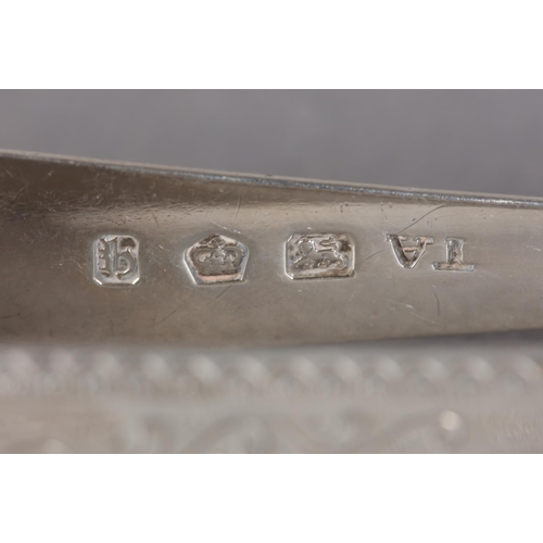 281 - A PAIR OF SCOTTISH SILVER BRIGHT CUT SUGAR TONGS c.1790 together with three other pairs of silver to... 