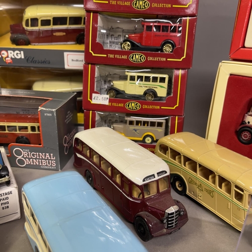 56 - A collection of 19 Corgi Classics and Cameo die cast models of buses and coaches, including a Yorksh... 