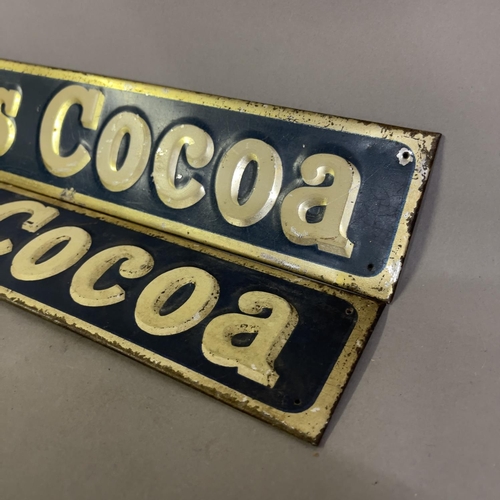 66 - A pair of Cadbury’s Cocoa painted tin advertising signs.