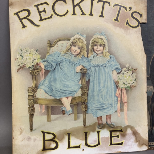 70 - Three early, original card-backed lithograph advertising panels for Reckitt’s Blue and Price’s Palmi... 