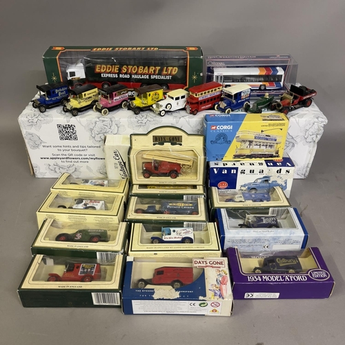 76 - A collection of Corgi, Days Gone and Oxford die cast models, including a Scania Curtainside Trailer ... 