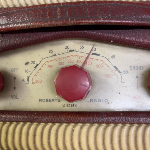 44 - An early Roberts portable valve radio with original Roberts canvas carry case.