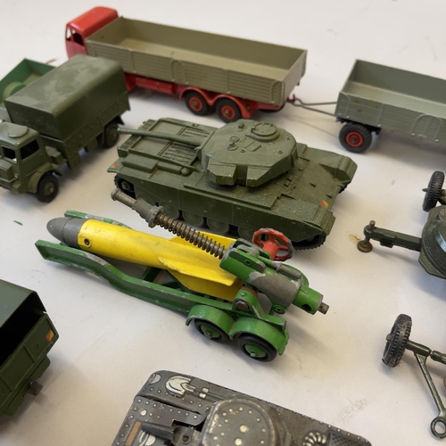 96 - A collection of die cast military models including a Dinky 651 Centurion Tank, a Dinky 622 Ten Ton T... 