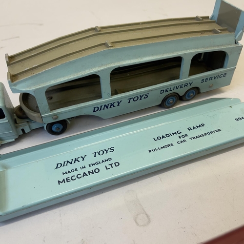 98 - A Dinky Toys die cast Pullmore Car Transporter complete with loading ramp, along with a Dinky Supert... 