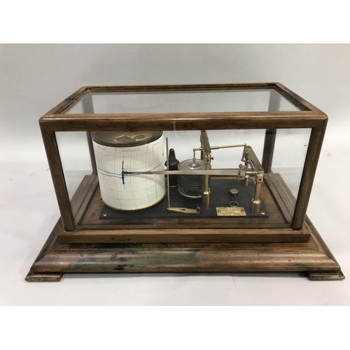 138 - A Negretti and Zambra oak cased barograph, 20th century serial no. R/39620, 38cm high