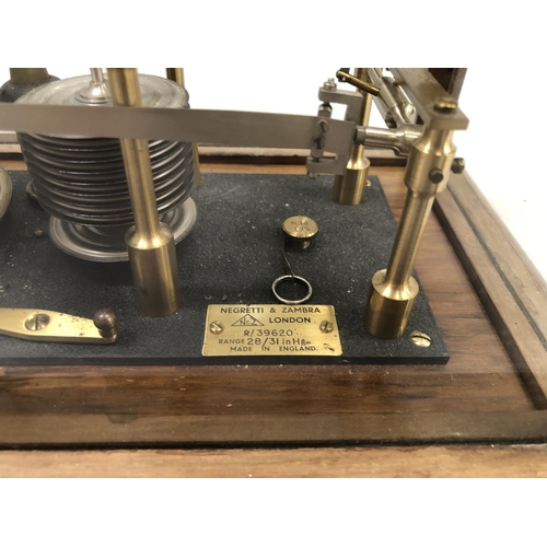 138 - A Negretti and Zambra oak cased barograph, 20th century serial no. R/39620, 38cm high