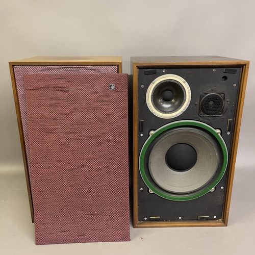 22 - A pair of vintage Wharfedale Dovedale 3 loudspeakers, with switchable circuits and removable front c... 