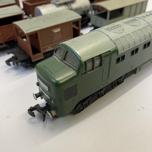 3 - A Hornby Dublo 00 Deltic Diesel locomotive in BR green, along with 12 models of rolling stock includ... 