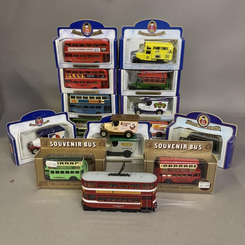 50 - A collection (15) of Oxford Die Cast scale models, including four Routemaster double decker buses (b... 