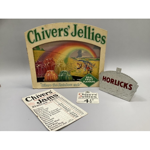 283 - A vintage Chiver's Jellies advertising counter or window display board, 46.5cm x 54cm, a reduced pri... 