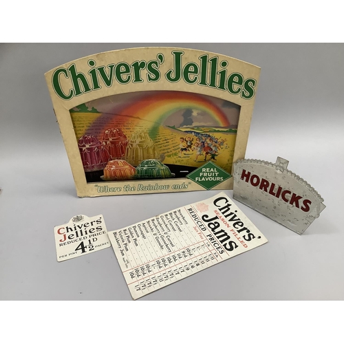 283 - A vintage Chiver's Jellies advertising counter or window display board, 46.5cm x 54cm, a reduced pri... 