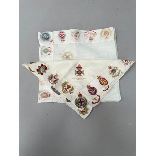 239 - Military Interest: A pair of mid 19th century lawn cotton napkins each colour printed to the deep he... 