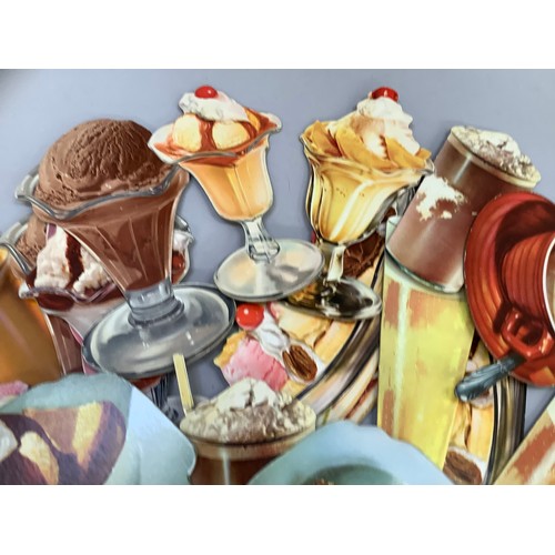 287 - A collection of twenty 1960s adverting cardboard cut-outs of desserts, sundaes and drinks, printed i... 