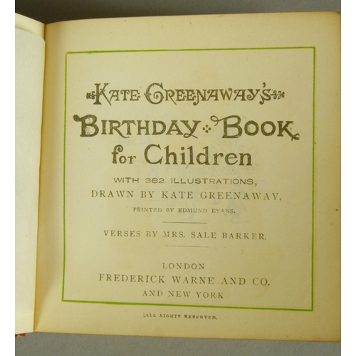 67 - GREENAWAY (Kate illust.) KATE GREENAWAY'S BIRTHDAY BOOK FOR CHILDREN, chromolithographed plates, som... 