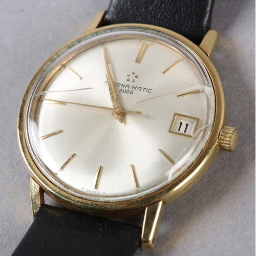 265 - A GENTLEMAN'S ETERNA MATIC 300 AUTOMATIC DATE WRISTWATCH in 18ct gold case No 5095230, silver sunbur... 