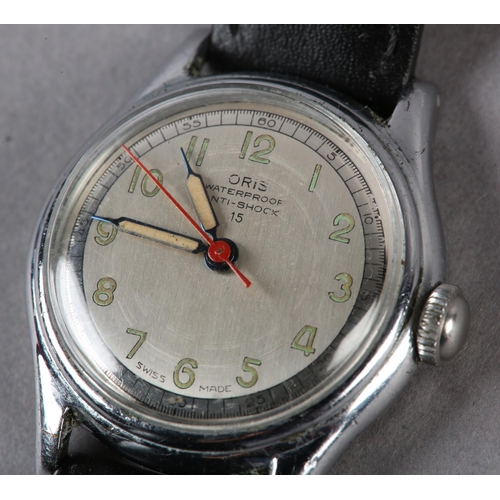 248 - AN ORIS MANUAL WRISTWATCH, C1960, IN CHROMED CASE WITH STAINLESS STEEL SCREW BACK, 15 jewelled lever... 