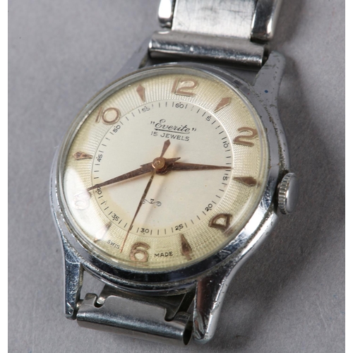 272 - AN EVERITE GENTLEMAN'S MANUAL WRISTWATCH c1950 in a chromed case and stainless steel case no 1656592... 