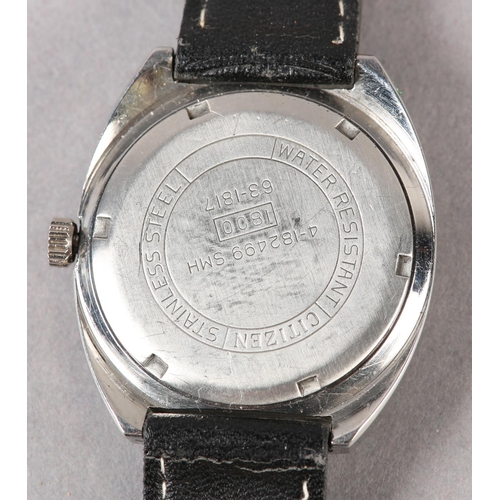 274 - A CITIZEN GENTLEMAN'S PARA SHOCK MANUAL WRISTWATCH, c1975, in polished stainless steel tonneau case ... 