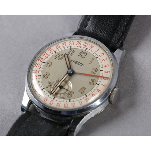 269 - AN ERESCO GENTLEMAN'S MANUAL DATE WRISTWATCH, c1950, in chromed case no 1335, 15 jewelled lever move... 