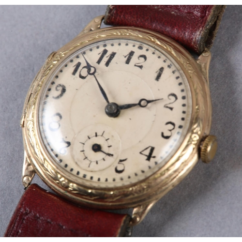 252 - A GENTLEMAN'S DRESS WRISTWATCH c1928 in 9ct gold hinged case no 32779, Swiss 15 jewelled lever manua... 