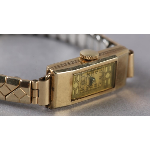 256 - A UNICORN ART DECO LADY'S DRESS WATCH c1931 in a rectangular 9ct gold case by Rolex Watch Co no 5748... 