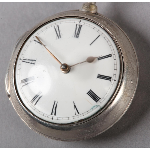 261 - A GEORGE III VERGE POCKET WATCH BY J WALTON LONDON, in silver paired case by Sarah Clerke London 181... 