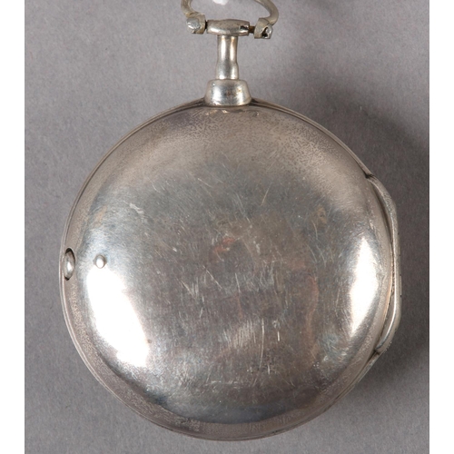 261 - A GEORGE III VERGE POCKET WATCH BY J WALTON LONDON, in silver paired case by Sarah Clerke London 181... 