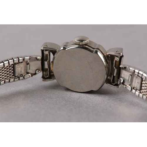 213 - AN OMEGA LADY'S DIAMOND SET COCKTAIL WATCH C1954 in 18ct white gold, 17 jewelled lever 213 movement ... 