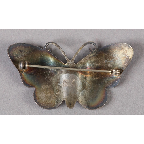 226 - A NORWEGIAN GUILLOCHE SILVER BUTTERFLY BROOCH BY IVAR T HOLTH C1960 in pale blue and iridescent silv... 