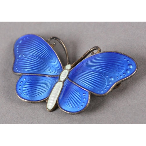 226 - A NORWEGIAN GUILLOCHE SILVER BUTTERFLY BROOCH BY IVAR T HOLTH C1960 in pale blue and iridescent silv... 