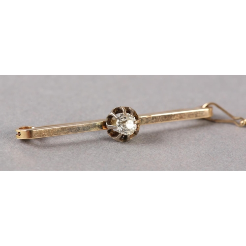 231 - A DIAMOND BAR BROOCH, the Old European cut stone claw set and applied to the centre of a George V 9c... 