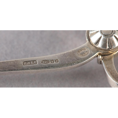 160 - GEORG JENSEN SILVER MAGNOLIA DESIGN SPRING ACTION SUGAR TONGS, London 1999 in original packaging, ap... 