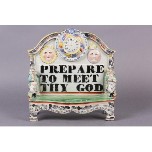 85 - A STAFFORDSHIRE PEARLWARE GROUP, 'PREPARE TO MEET THY GOD' ATTRIBUTED TO OBADIAH SHERATT, modelled a... 