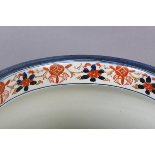 114 - A CHINESE IMARI JARDINIERE, the lobed body painted with alternating panels of scrollwork, diaper cel... 