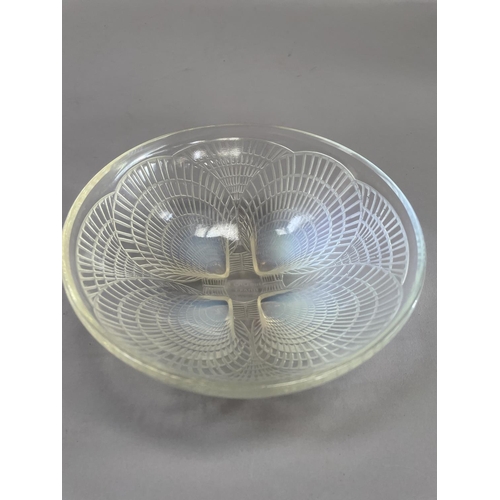 133 - A RENEE LALIQUE (1860-1945) OPALESCENT GLASS COQUILLE PATTERN DISH, c1930, etched mark R Lalique, Fr... 