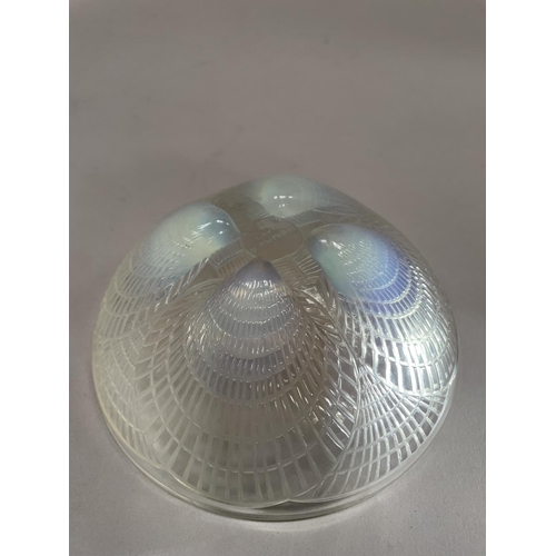 133 - A RENEE LALIQUE (1860-1945) OPALESCENT GLASS COQUILLE PATTERN DISH, c1930, etched mark R Lalique, Fr... 