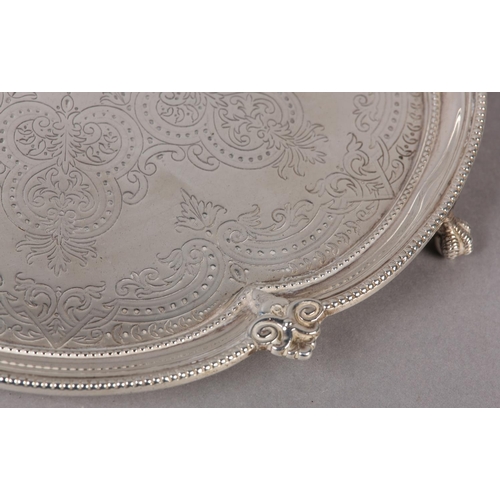 153 - AN ELIZABETH II SILVER TRAY Sheffield 1952 Fenton Bros, circular scalloped outline engraved to the c... 